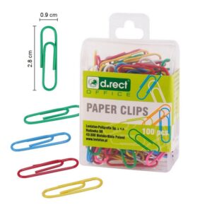 Papir Clips 28 mm 12, 100 stk. farvet - 12 pakker - INKpartner ApS