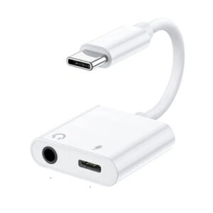 USB-C til 3.5 mm Jack Adapter med Opladning  -  2-i-1 Høretelefon Splitter med Mikrofon-Support og DAC -