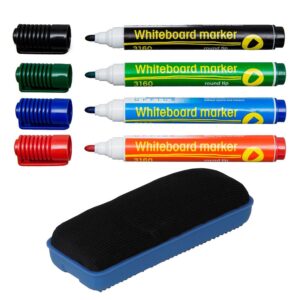 Whiteboard marker sæt med 4 farver og tavlevisker - INKpartner ApS