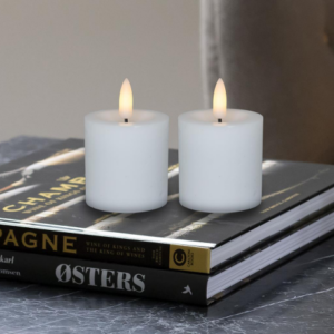 LED mini bloklys, 4,8x5 cm, hvid, 2 stk m. timer -