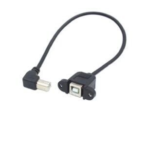 USB Type-B Printer Forlænger Kabel 0,3 m  -  Vinklet USB-B Han til USB-B Hun  -  Sort -