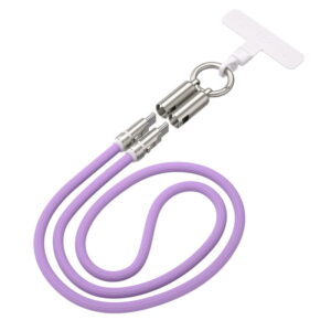 USB-C 240W Kabel med Hurtig Opladning og Mobilrem  -  Skulderrem 120cm, Lyselilla -