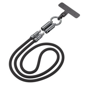 USB-C 240W Kabel med Hurtig Opladning og Mobilrem  -  Skulderrem 120cm, Sort -