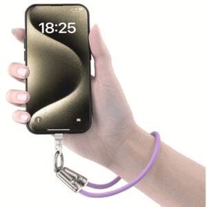 USB-C 240W PD Kabel med Hurtig Opladning og Mobilrem  -  Håndledsrem 30cm, Lyselilla -