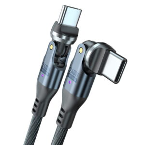240W USB-C Hurtigopladerkabel med Dobbelt 540Â° Roterbare Stik Sort 1,8 m -