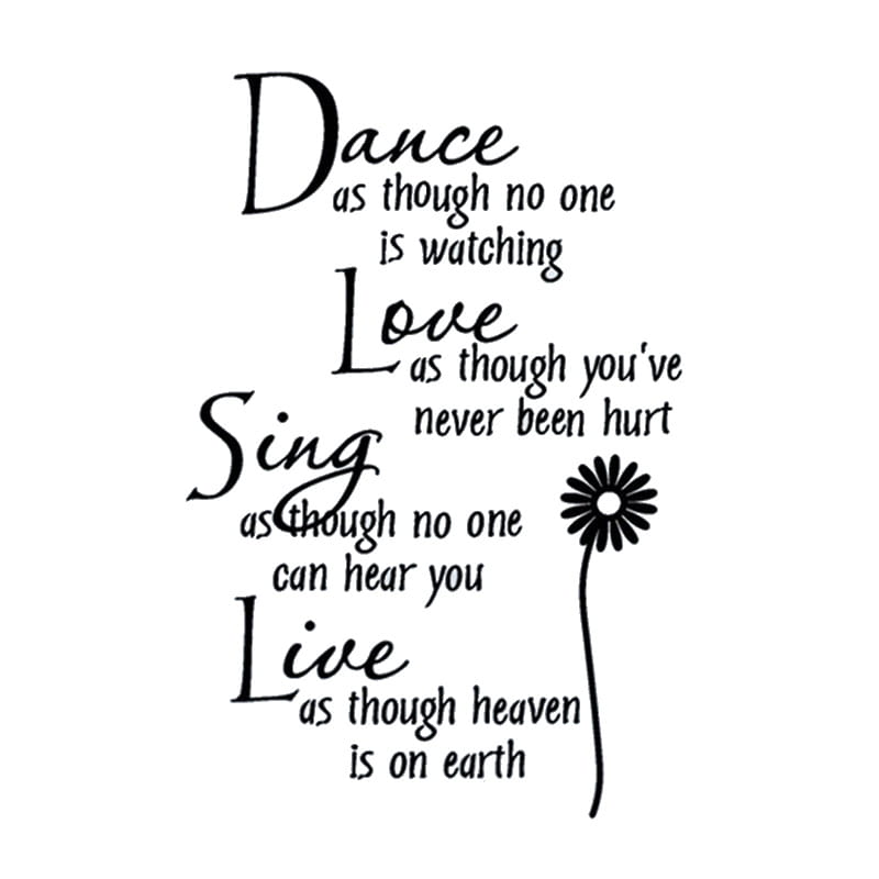 Poetisk wallsticker med citat – Dance Love Sing Live Inspirerende Wallsticker med Citat - Dance Love Sing Live -