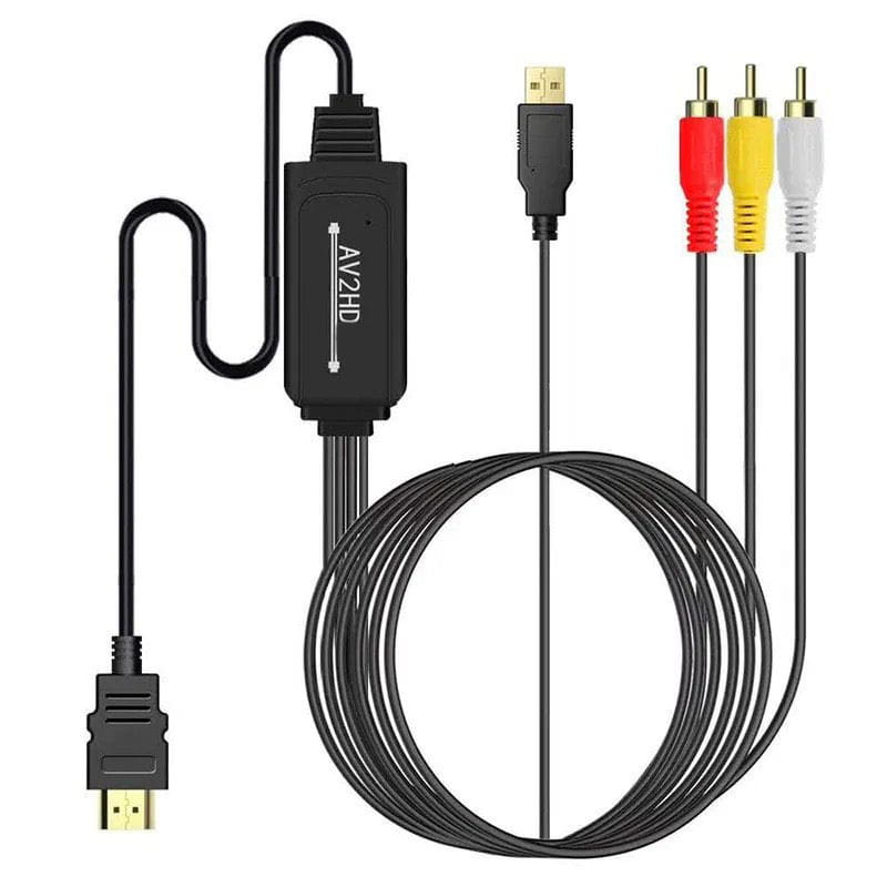 AV til HDMI Adapter Kabel 1080P | RCA til HDMI. 1.8m AV til HDMI Adapter Kabel 1080P til DVD, VHS, Kamera og Retrospil - 1.8 m -