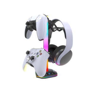 Gaming Headset- & Controllerholder med RGB og USB-Hub - Sort -
