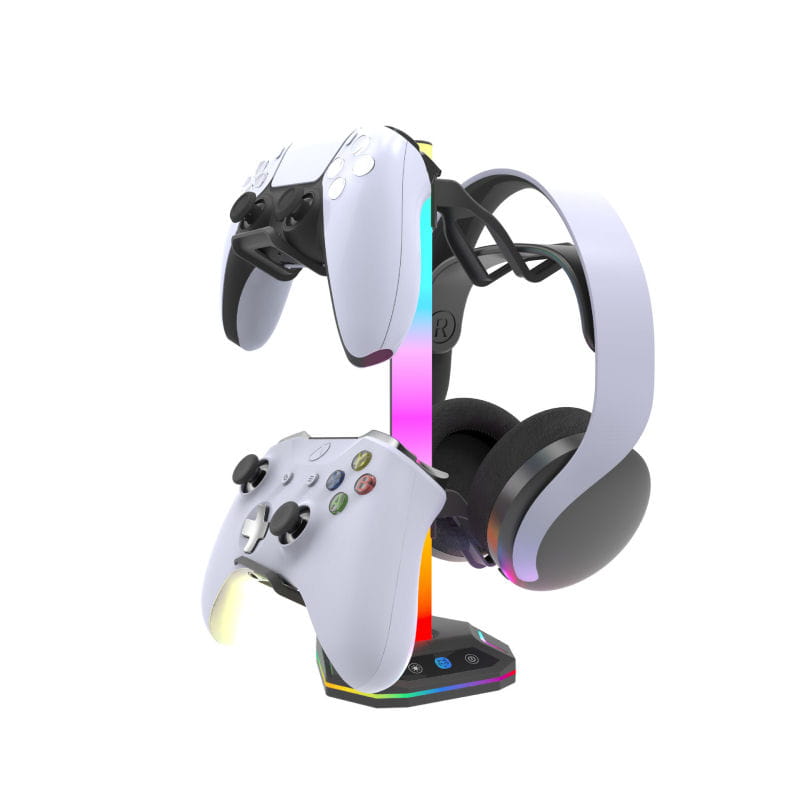 Gaming Headset- & Controllerholder RGB med USB-Hub – Sort Gaming Headset- & Controllerholder med RGB og USB-Hub - Sort -