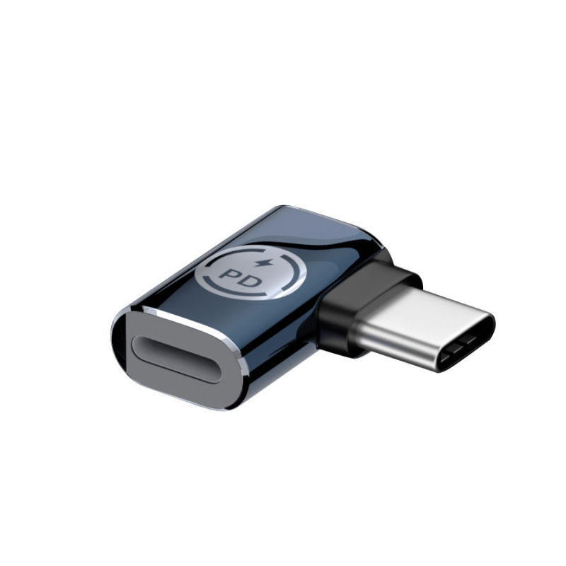 Lightning til USB-C Adapter 90° Vinklet | Hurtigopladning; Lightning til USB-C Adapter med 35W PD Hurtigopladning - Lightning Hun til USB-C Han - 90° Vinklet -
