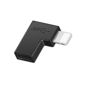 USB-C Hun til Lightning Han Adapter 90° Vinklet - Opladning & Synkronisering - Sort -