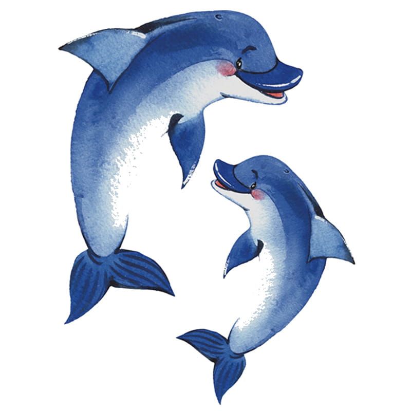 Selvlysende Delfin wallsticker. 2 stk selvlysende Delfiner Selvlysende Delfin wallsticker. 2 stk søde selvlysende Delfiner -