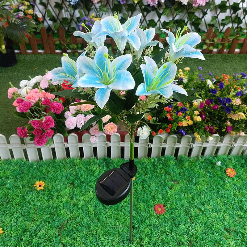 Solcelle Blomster Havelampe 7 LED med Jordspyd – Blå Solcelle Blomster Havelampe med Jordspyd 7 LED - Blå -