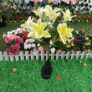 Solcelle Blomster Havelampe med Jordspyd 7 LED - Gul -