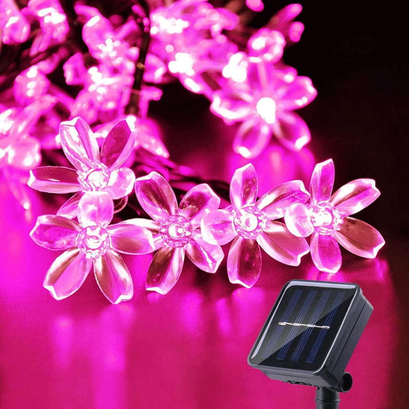 solcelle-lyskaede-kirsebaerblomster-pink Solcelle Lyskæde med Kirsebærblomster 100 LED-lys Pink 12 m -