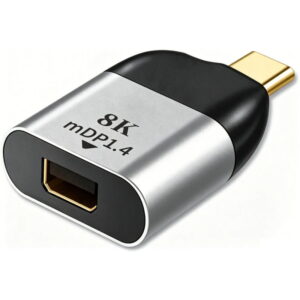 USB-C Han til Mini DisplayPort Hun Adapter 8K  -  DP1.4 Converter til 4K/8K Skærm  -  Grå/Sort -
